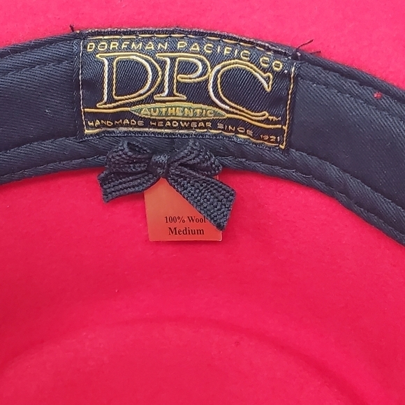DORFMAN PACIFIC CO. DPC RED HAT 100% WOOL RED RIBBON ACCENT WOMEN SIZE MEDIUM - Picture 9 of 12